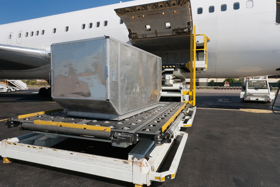 cargo being loaded into a plane